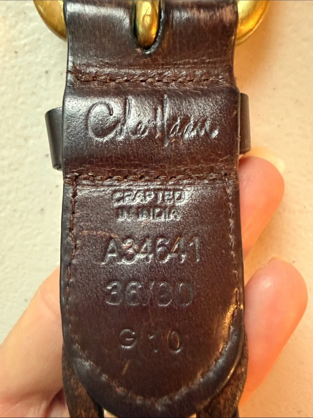 Cole Haan Women's Braided Leather Belt in Dark Brown with Gold Buckle 40 inches